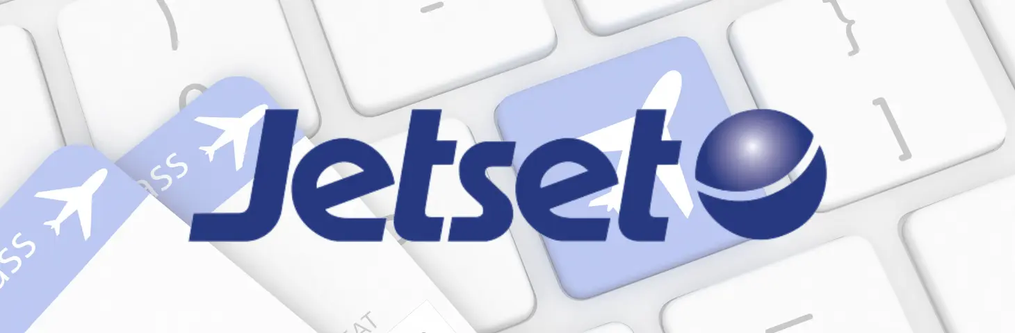 Jetset logo overlaying a digital flight booking graphic