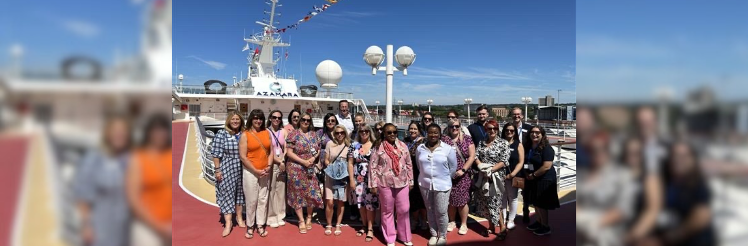 Travel agents on board an Azamara ship during the cruise line's fam trip programme.