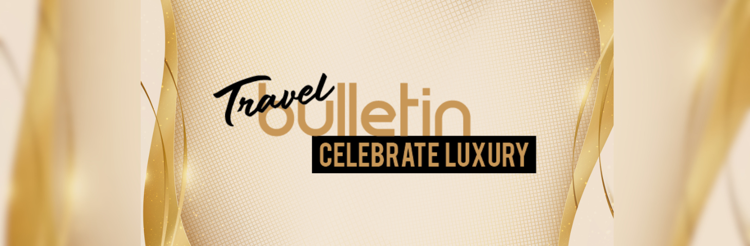 A promotional banner for Travel Bulletin's Celebrate Luxury brand.