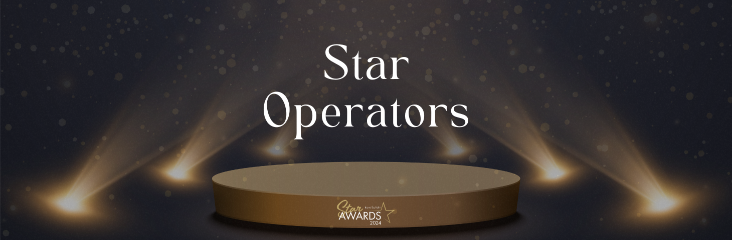 The Travel Bulletin Star Awards logo with a black and sparkly gold background.