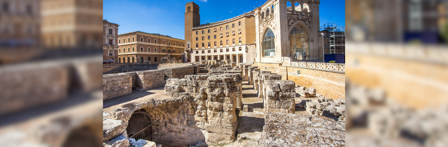 The Roman amphitheater in Piazza Sant'Oronzo in Lecce Apulia, Italy