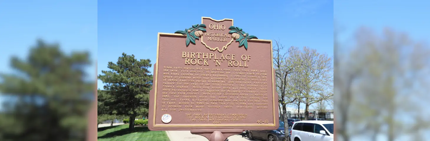 Image of the Ohio sign stating 'Birthplace of Rock N Roll' 