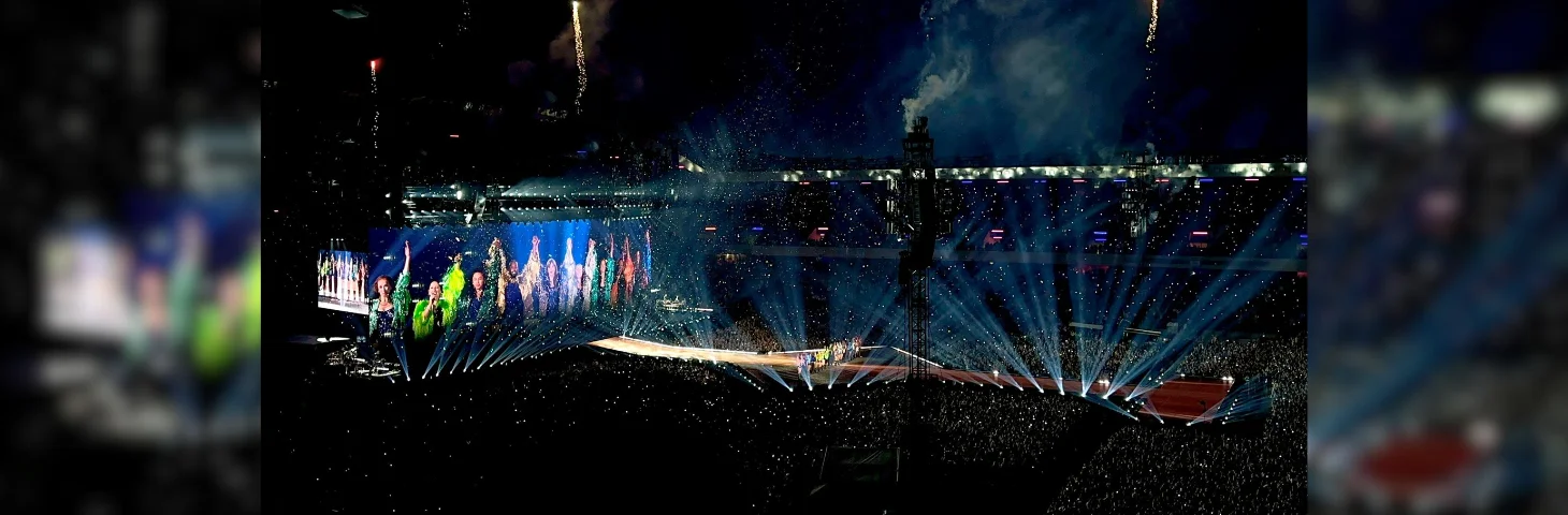 Taylor Swift on stage during 'Karma' at Edinburgh's Murrayfield Stadium during the UK leg of the Eras Tour.
