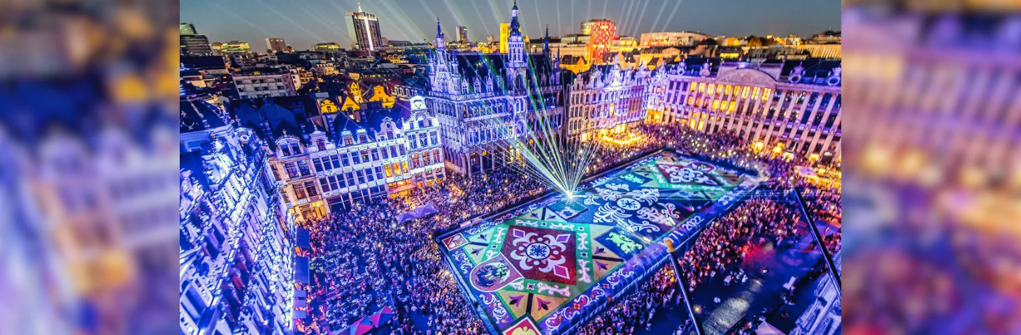 An aerial shot of the Flower Carpet in Brussels.