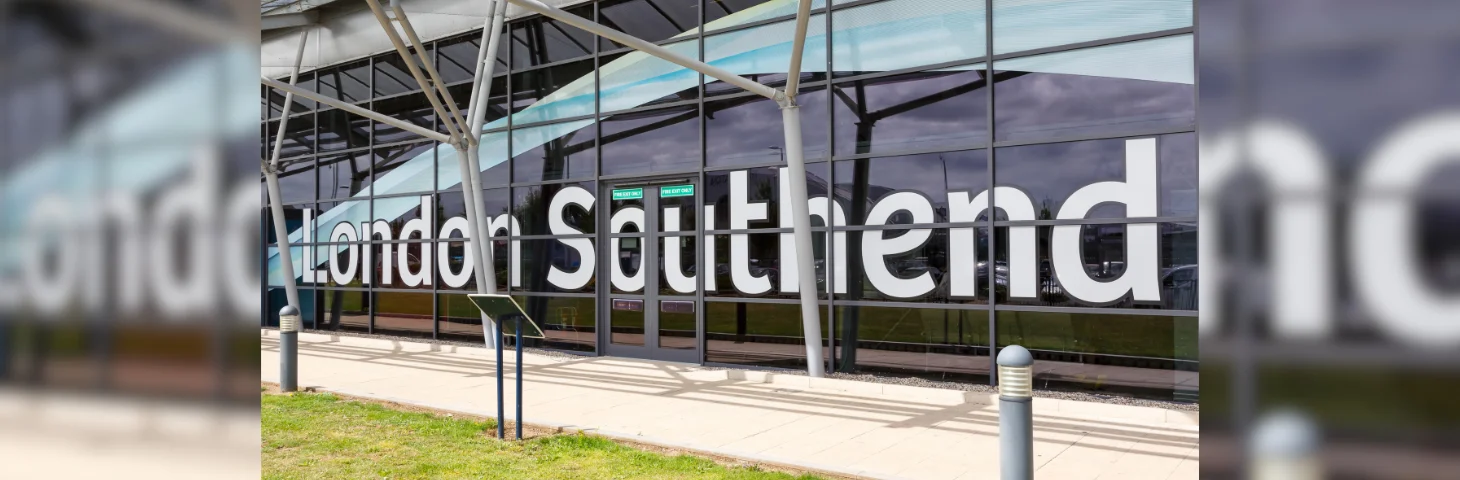 The terminal entrance at London Southend Airport.