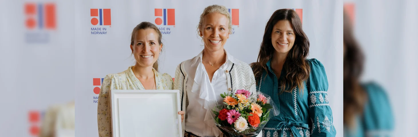 Martine Ahlsen, Brand Director Hurtigruten, Hedda Felin, CEO Hurtigruten and Kari-Anne Jakobsen, Head of Commercial Growth Hurtigruten celebrating the 'Made in Norway' recognition.