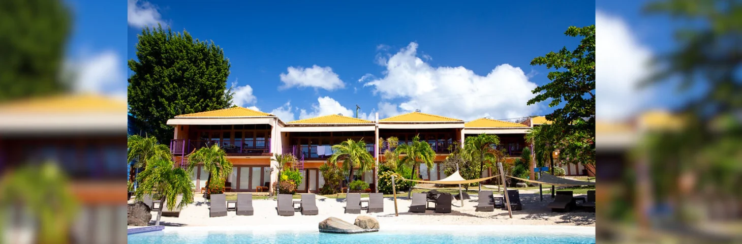 The pool area at True Blue Bay resort, Grenada.