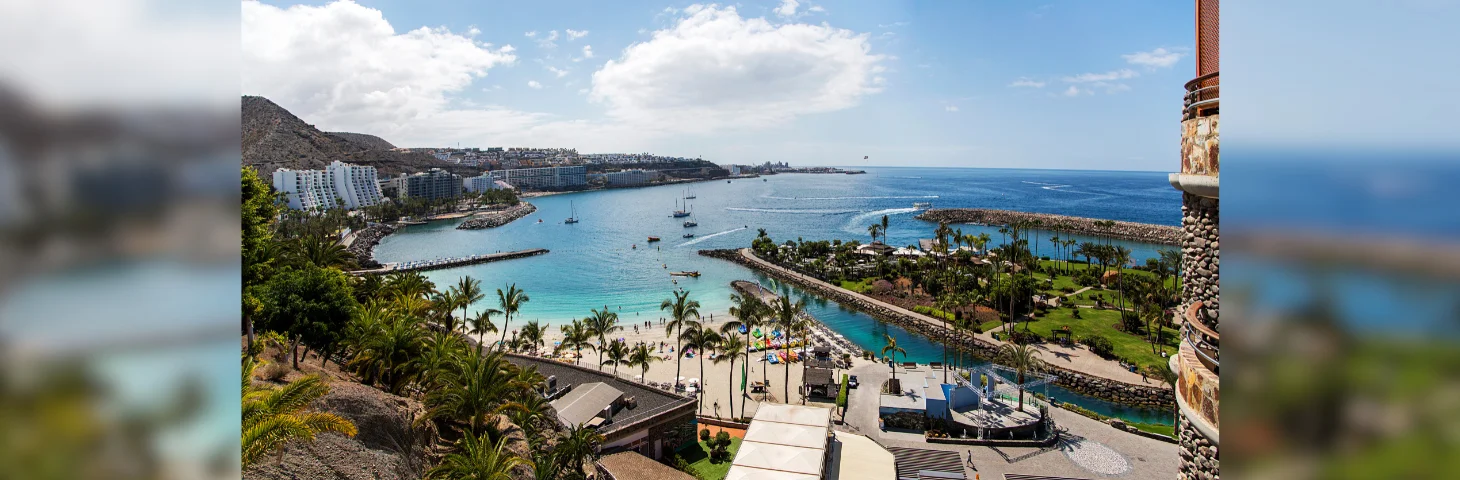 An aerial view of the beach in Gran Canaria. 