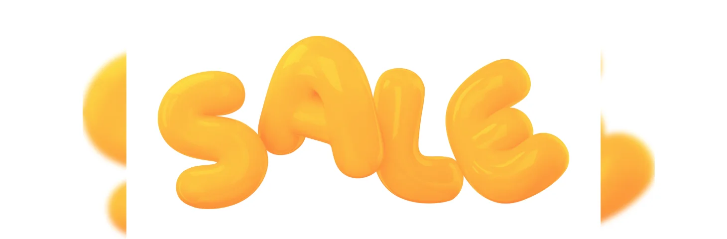 Four orange balloons shaped in the letters of the world SALE.