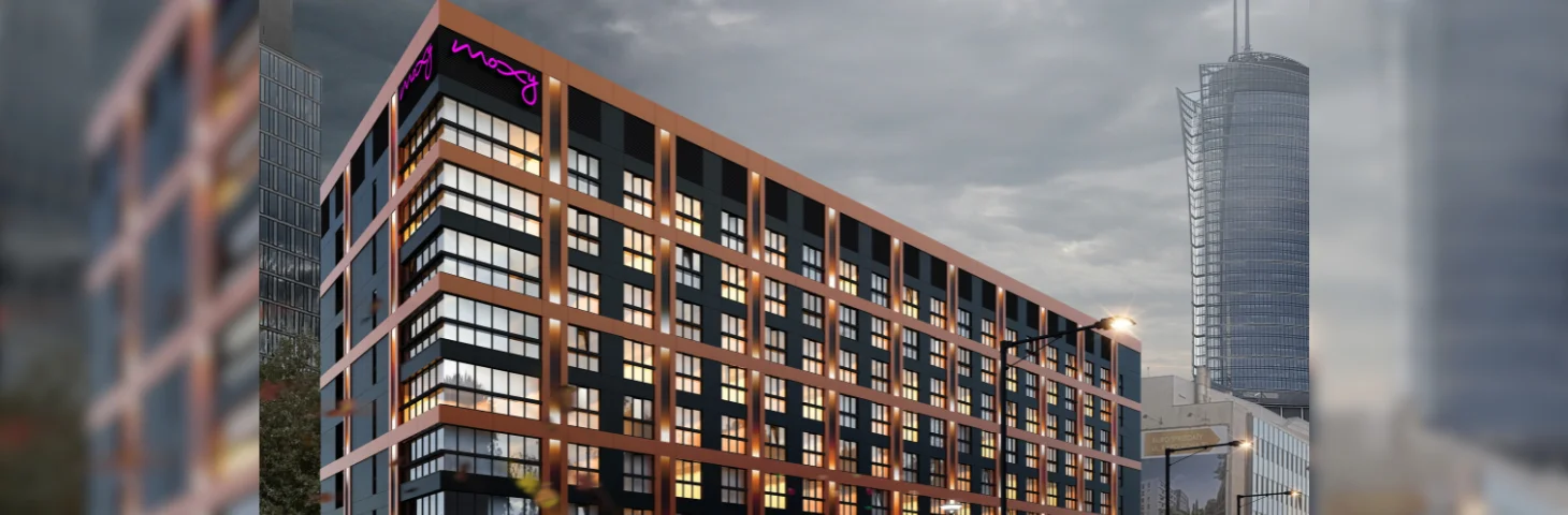 A rendering of the upcoming Moxy Warsaw hotel.