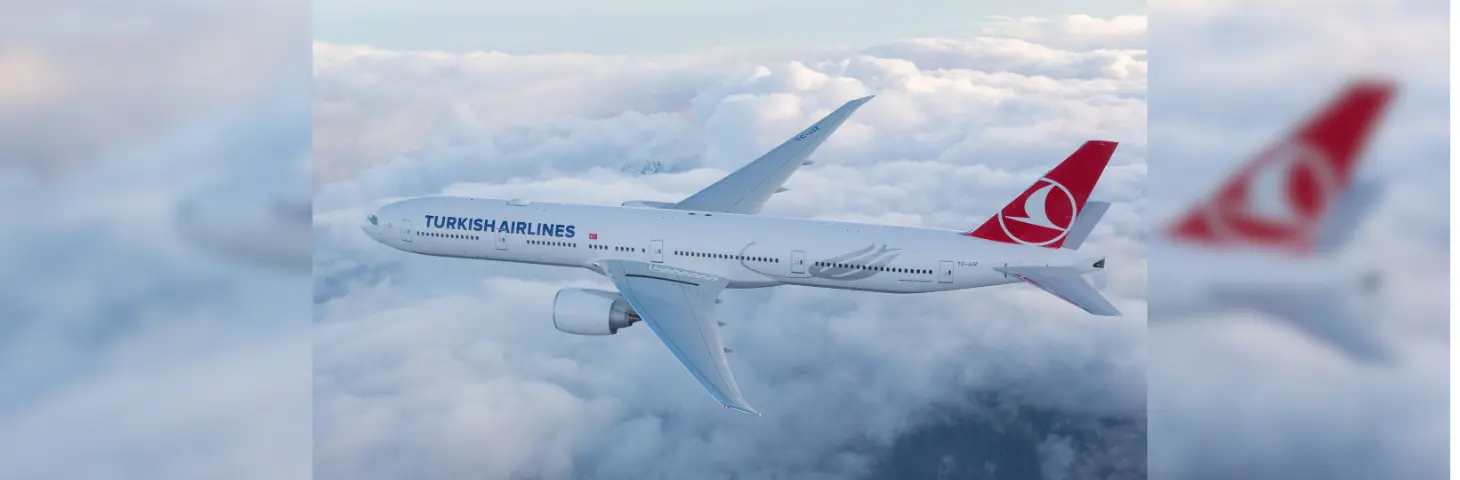 Image of a Turkish Airlines plane in flight