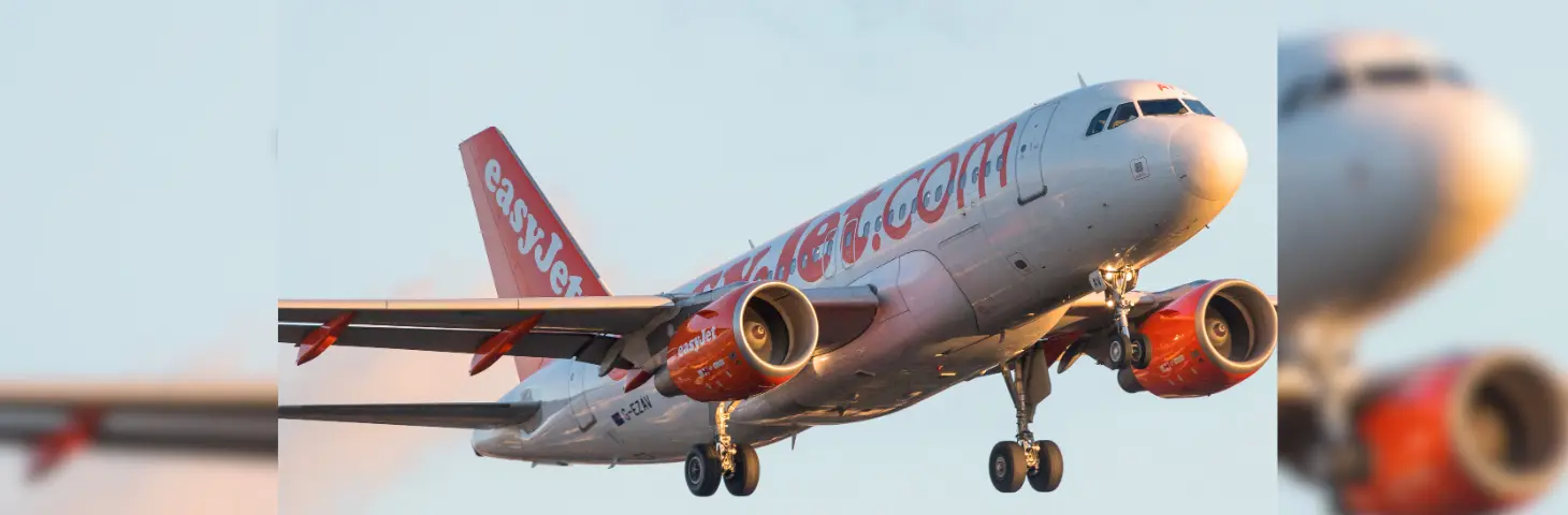 Image of an easyJet plane in the sky