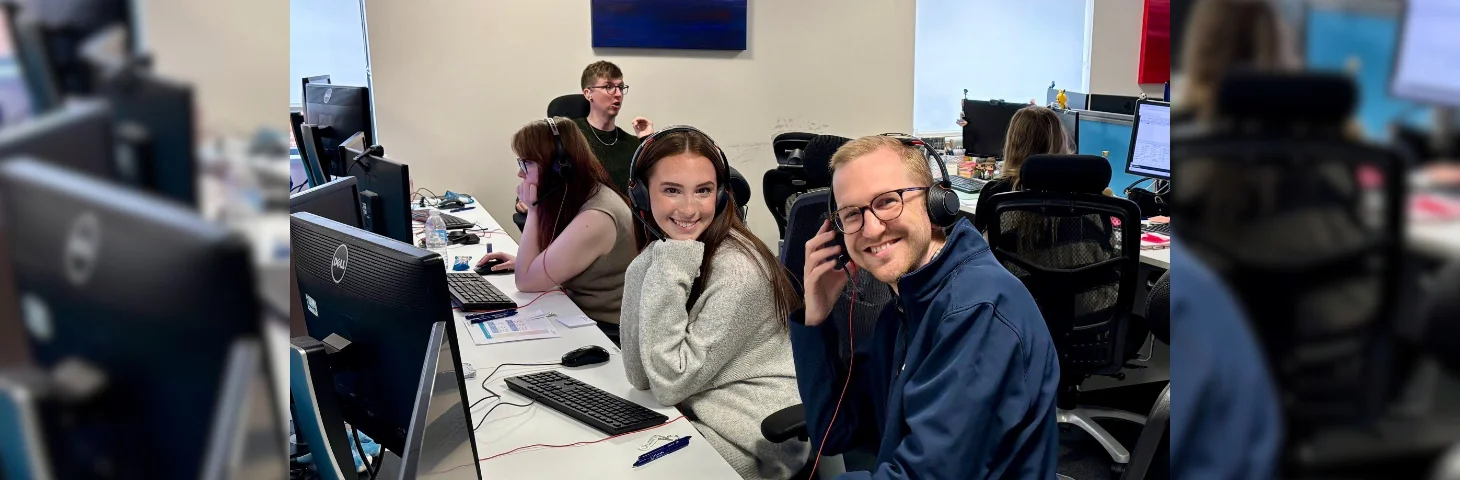 Teila Williams, Call Centre Agent and Peter Ryan, Business Development Manager, UK & Ireland at Azamara Cruises, during recent visit to the UK Contact Centre