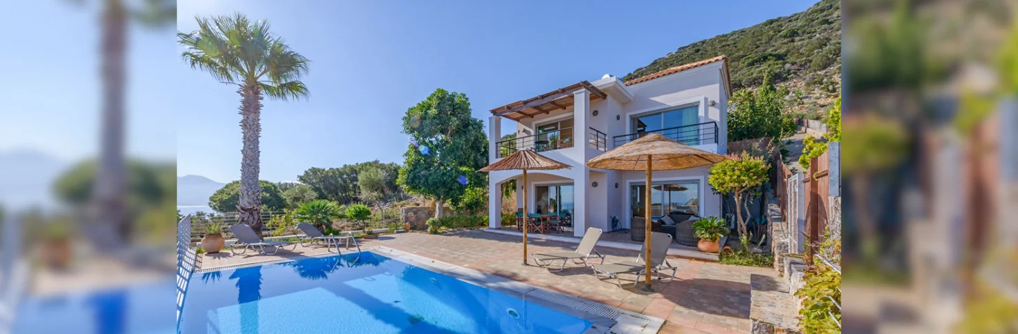 The outdoor pool area at Dreamview Villa, Crete.