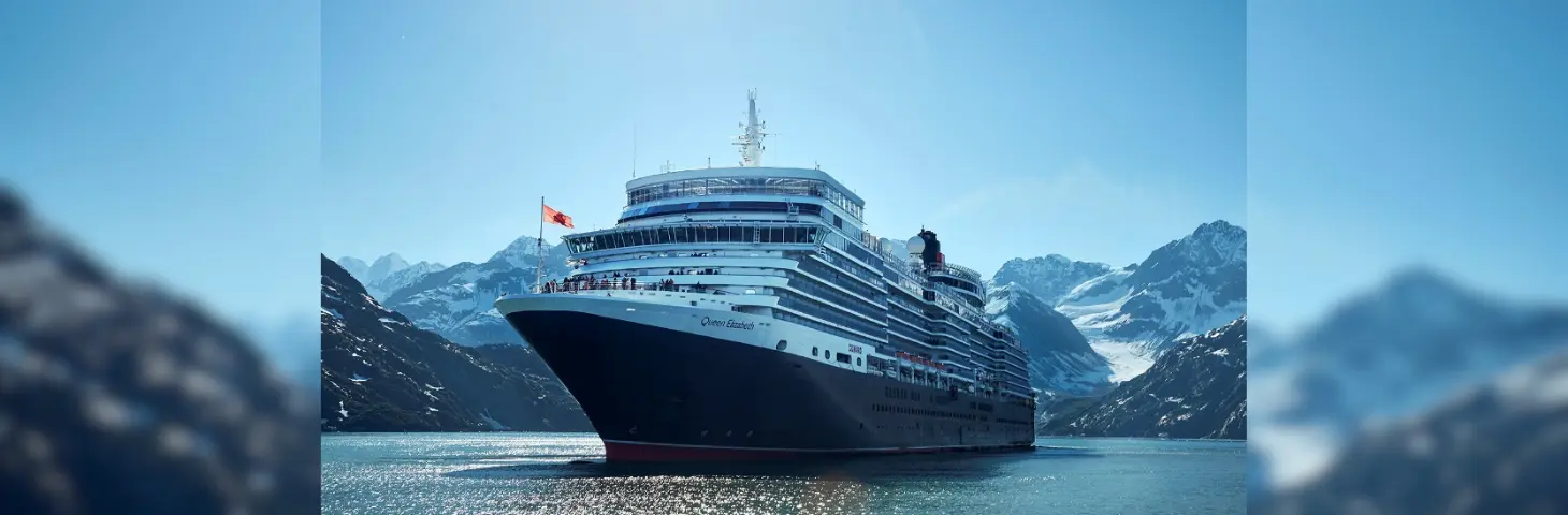 Image of the Queen Elizabeth vessel in a snowy background