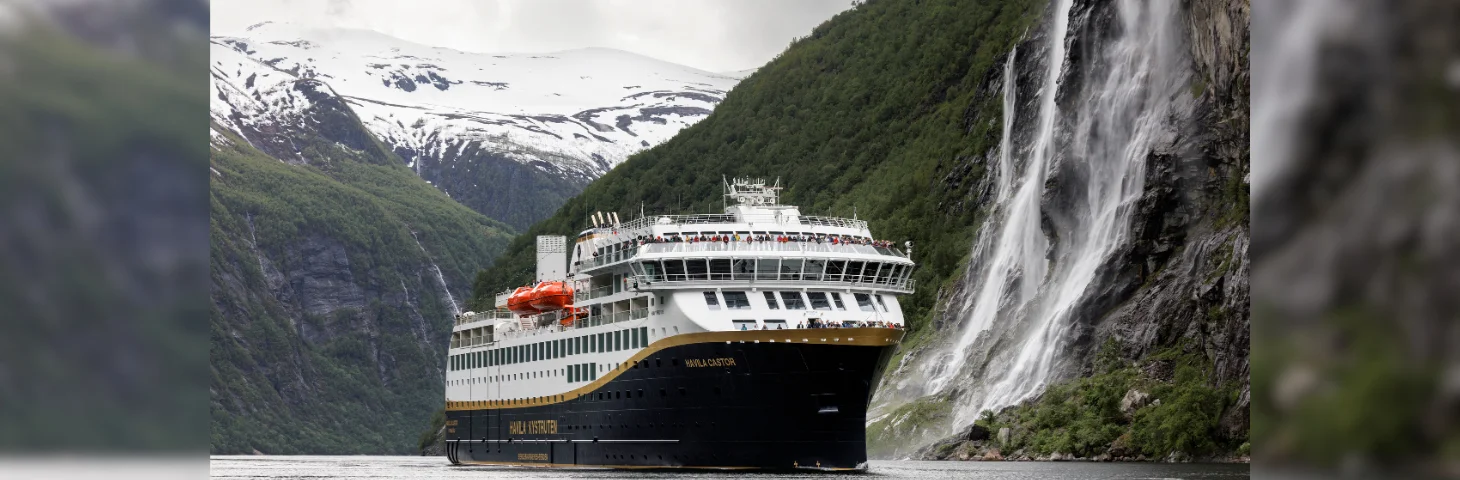 Havila Castor sailing in the Fjords.