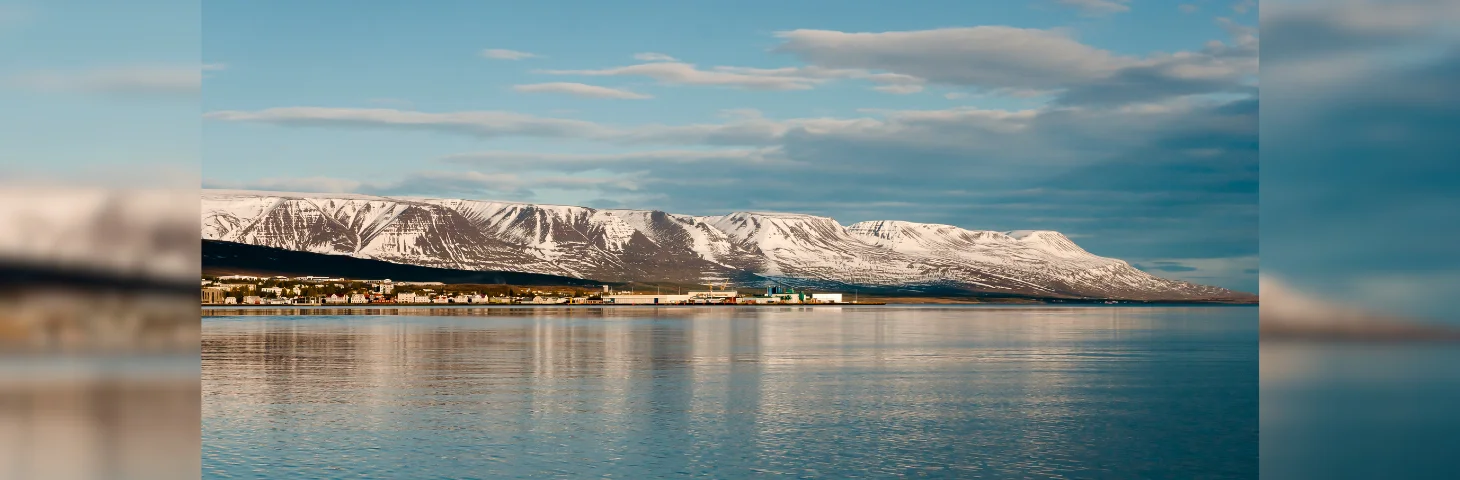 The coast of Akureyri, Iceland.