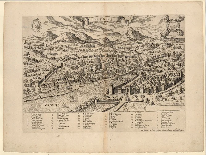 An antique map of Florence