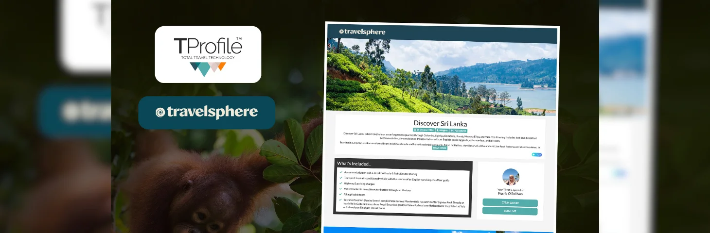 A rendering of TProfile's landing page for its new partnership with Travelsphere.
