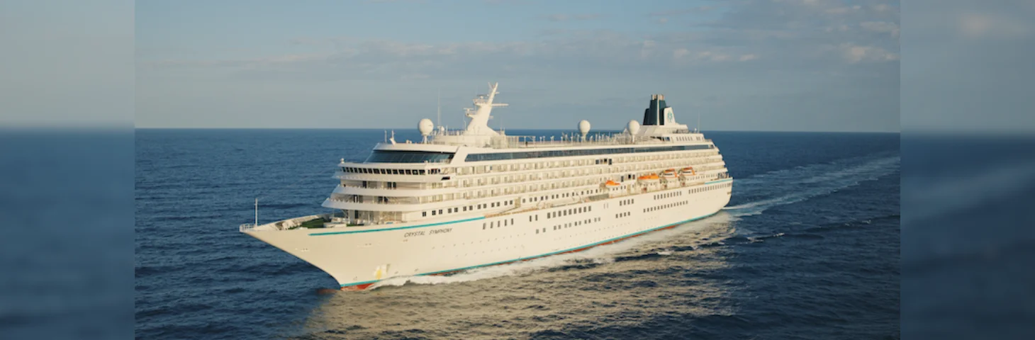 A Crystal cruise ship at sea.