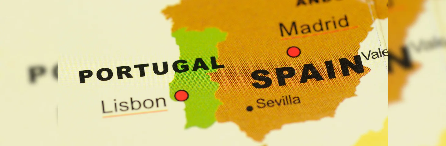 A map of Spain and Portugal. 