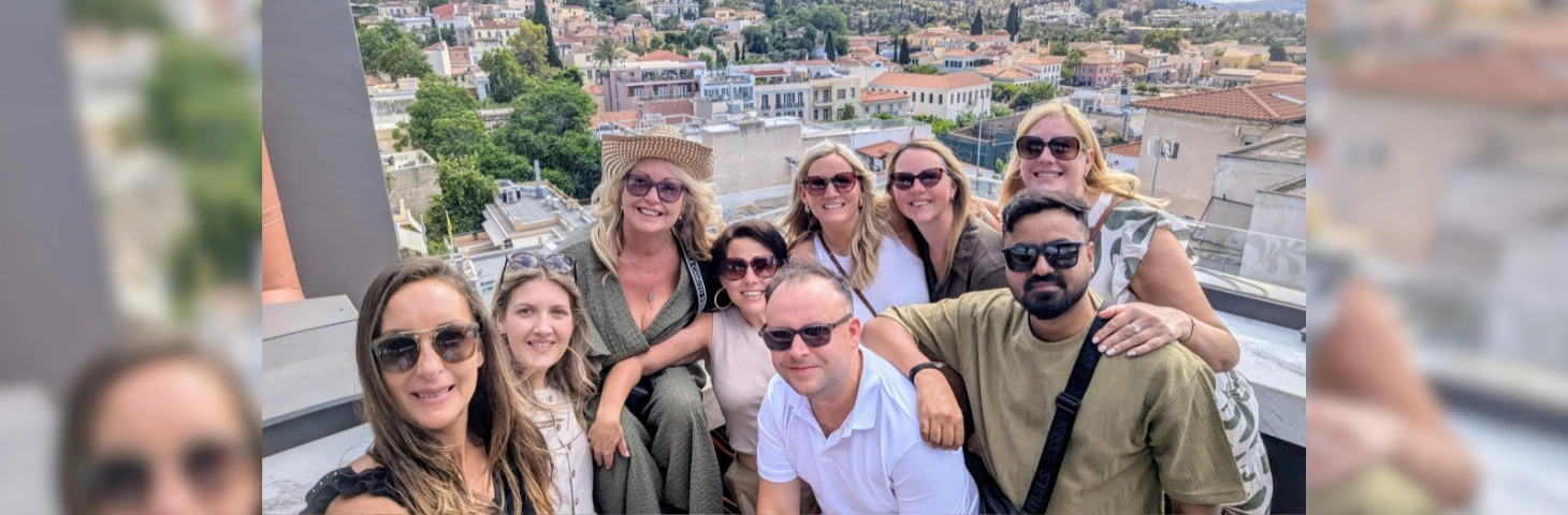 Photo of the agents in Poros on the fam trip