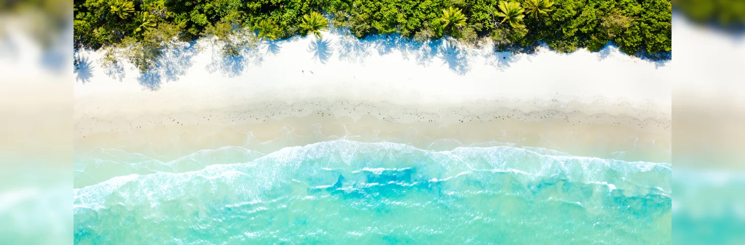 An aerial view of Cape Tribulation in North Queensland, Australia
