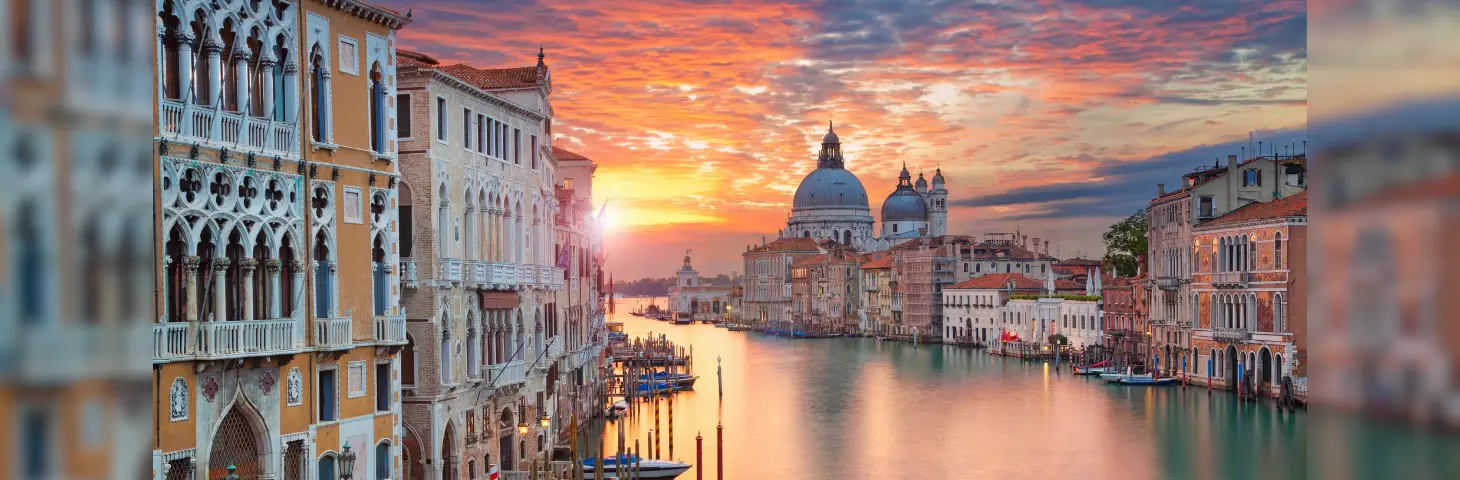 Landscape shot of Venice at sunset