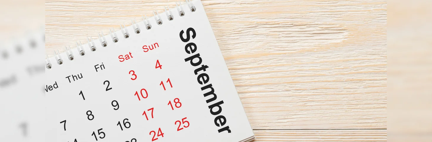 A calendar open on the September page.