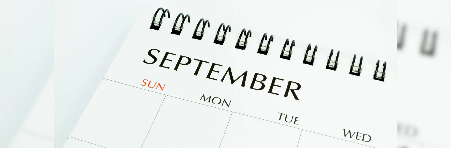 A calendar open on the September page.