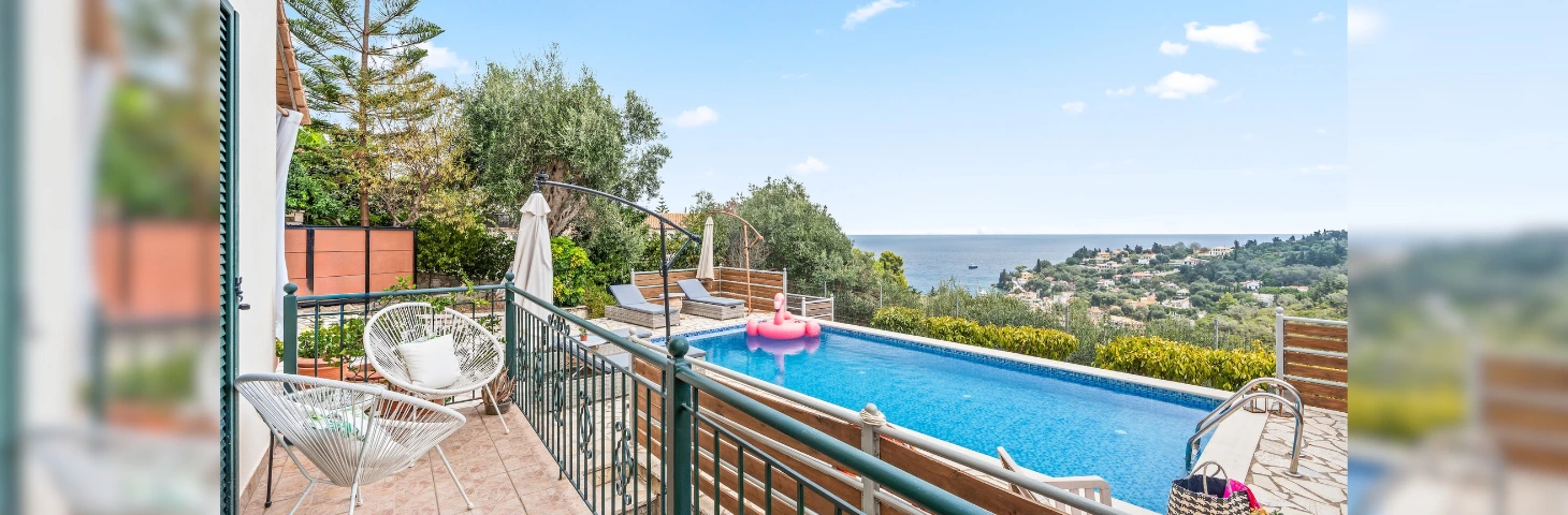 Pool view from Villa Martha Loggos