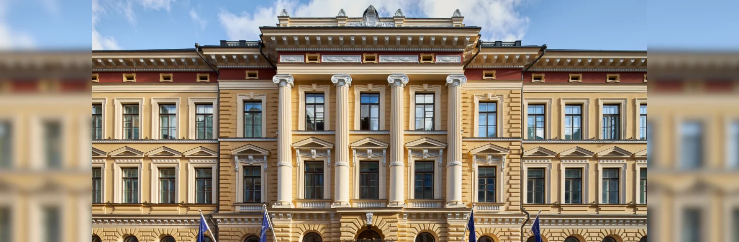 The front exterior of Waldorf Astoria Helsinki.
