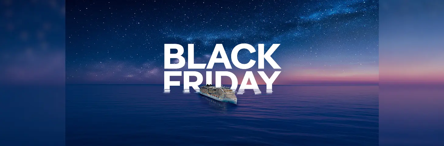 MSC ship under the stars with 'Black Friday' text written over the top