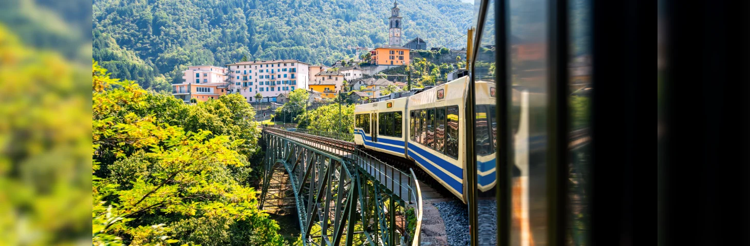 The view out of the window aboard the Centovalli Railway, Switzerland