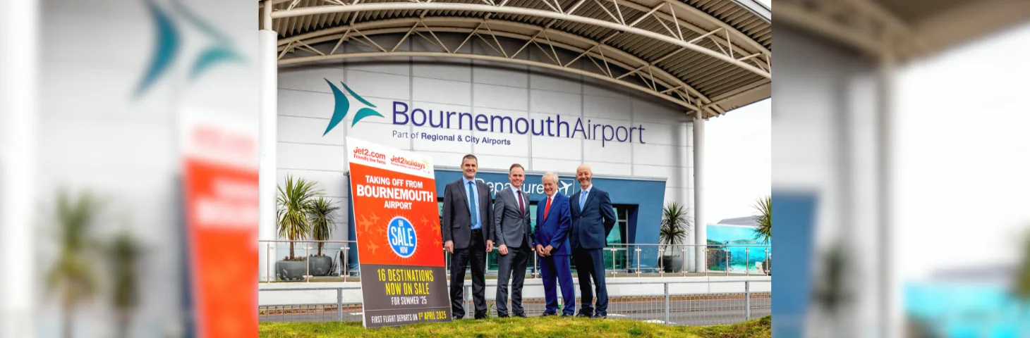 Jet2.com and Bournemouth Airport's senior management celebrating the new base announcement.