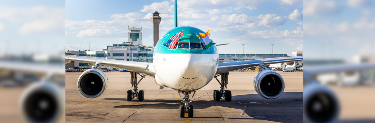 Image of Aer Lingus plane arriving in Denver.