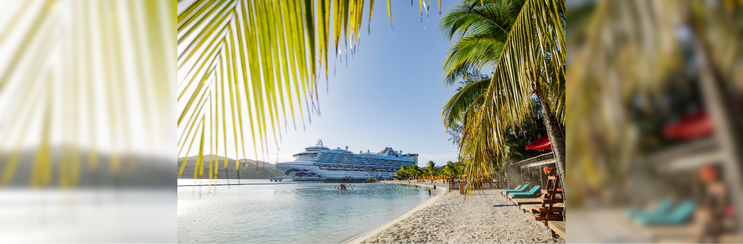 A Princess Cruises ship docked in the Caribbean.