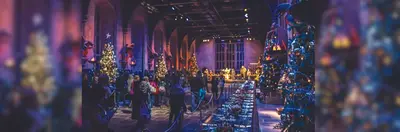 The set of the Great Hall during Christmas at the Warner Bros. Studio Tour: The Making of Harry Potter