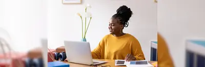 A travel agent working from home.