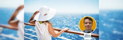 A solo passenger on a cruise ship overlaid with the Hays Travel logo and Ryan Evans headshot.