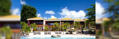 The pool area at True Blue Bay resort, Grenada.