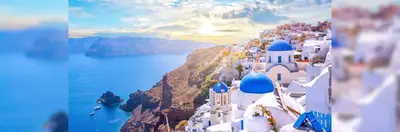 Image of Santorini blue and white buildings