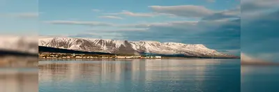 The coast of Akureyri, Iceland.