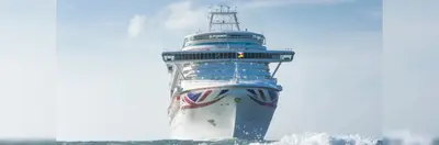 The bow of P&O Azura at sea.