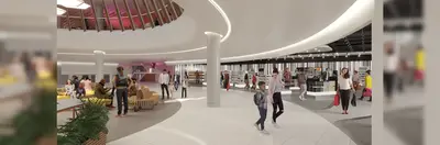 An artist rendering of the upcoming Terminal 3 refurbishment at Manchester Airport.