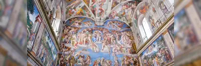 Michelangelo's painting on the walls and ceiling of the Sistine Chapel.