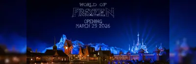 A drone show announcing the opening date of World of Frozen at Disneyland Paris.