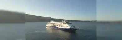 Celetyal Cruise Ship sailing on a sunny day