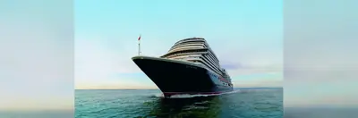 Cunard's newest ship, Queen Anne, sailing through the ocean