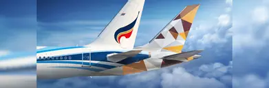 Etihad and bangkok Airways aircrafts